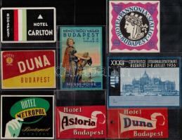 10 db régi bőröndcímke (Grand Hotel Hungaria et Dunapalota, Hotel Duna, Pannonia Szálló, Hotel Metropol, stb.)
