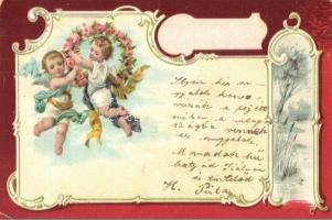 12 db RÉGI díszes, dombornyomott és litho üdvözlőlap, vegyes minőség / 12 pre-1945 decorated, emboss...