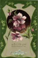 12 db RÉGI díszes, dombornyomott és litho üdvözlőlap, vegyes minőség / 12 pre-1945 decorated, emboss...