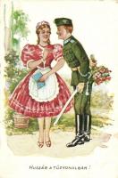 12 db RÉGI díszes, dombornyomott és litho üdvözlőlap, vegyes minőség / 12 pre-1945 decorated, emboss...