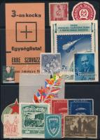 15 db szocreál levélzáró és címke (Országos Tervhivatal, Békén záloga a magyar-szovjet barátság, stb.)