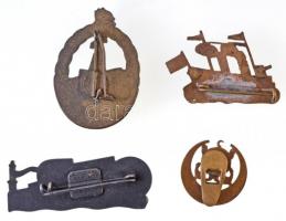 4db-os hajózással kapcsolatos jelvény tétel, benne: NDK "Thälmann Pionier" zománcozott jel...