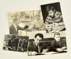 cca 1960 4 db sakkozással kapcsolatos fotó / 4 chess photos