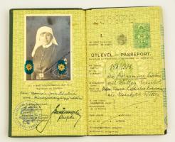 1938 Keményfedeles útlevél Vöröskeresztes nővér részére / Passport for Red Cross nun