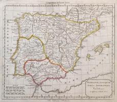 1813 J. Riedl: Hispaniae Antiquae. Az ókori Hispánia térképe. Színezett rézmetszet / Colored etching 30x24 cm