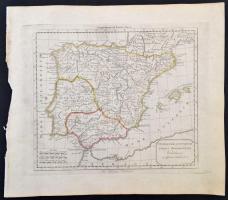 1813 J. Riedl: Hispaniae Antiquae. Az ókori Hispánia térképe. Színezett rézmetszet / Colored etching...