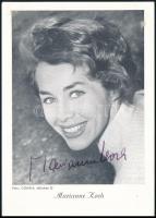 Marianne Koch (1931-) német színésznő saját kezű aláírása egy őt ábrázoló fotólapon, 15x10cm/ Signature of Marianne Koch (1931-) German actress
