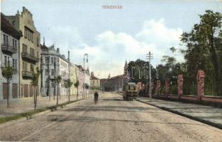 Temesvár, Timisoara; utcakép villamossal / street view with tram