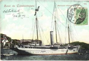 Constantinople, Istanbul; Stationnaire Allemand Loreley / German stationary ship Loreley. TCV card (EK)