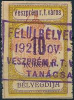1921 Veszprém városi illetékbélyeg 5 sz. (3.000)