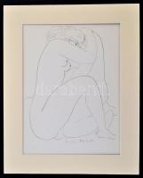 Reich Károly (1922-1988): Lány, ofszet, papír, utólagos jelzéssel, paszpartuban, 27,5×20,5 cm