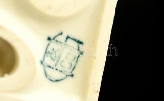 Kislány kutyával, porcelán figura, kézzel festett, jelzett, hibátlan, m: 17 cm