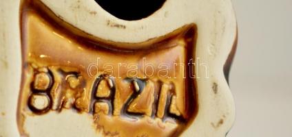 Spániel kutya, mázas kerámia figura, jelzett, m: 14 cm