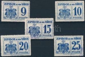 1914 Zombor Királyi város illetékbélyegek 10-14 sz. (22.000)