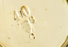 Antik fajansz tálka, levonóképes, jelzett, kopásnyomokkal, d: 10,5 cm