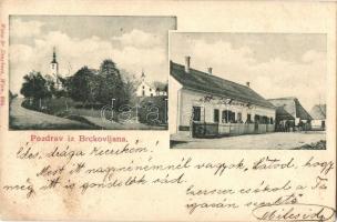 Brckovljani, utcakép, templom. Weiss & Dreykurs kiadása / street view, church (EM)