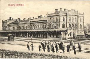 Szucsáva, Suceava; Itzkany Bahnhof / Itcani vasútállomás. Sigmund Jäger kiadása / railway station