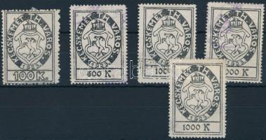 1923 Kecskemét városi illeték bélyeg 4 klf érték (4.400)