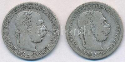 Ausztria 1894-1895. 1K Ag "Ferenc József" (2x) T:2-
Austria 1894-1895. 1 Corona Ag "...