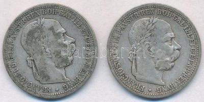 Ausztria 1898-1899. 1K Ag "Ferenc József" (2x) T:2-
Austria 1898-1899. 1 Corona Ag "...