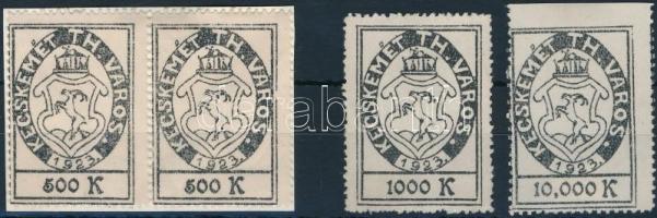 1923 Kecskemét városi illeték bélyeg 6-os tömbben 2-3 + 5 sz. (4.500)