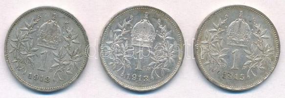 Ausztria 1912-1915. 1K Ag "Ferenc József" (3xklf) T:2
Austria 1912-1915. 1 Corona Ag &quo...
