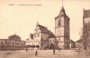 Lőcse, Levoca; Városháza, Evangélikus templom / town hall, church