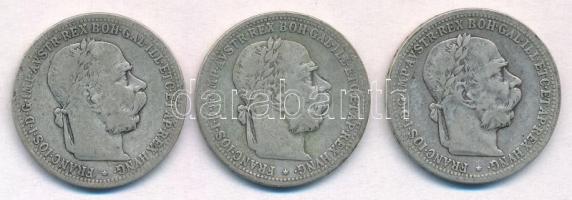 Ausztria 1898-1900. 1K Ag "Ferenc József" (3xklf) T:2- Austria 1898-1900. 1 Corona Ag "Franz Joseph" (3xdiff) C:VF