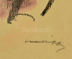 Márffy Ödön (1878-1959): Csinszka virággal. Színezett litográfia, papír, jelzett, szakadással, 27×21...