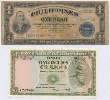 7db-os vegyes bankjegy tétel, közte Francia Indokína, Kambodzsa, Timor és Holland Kelet-India T:III-...