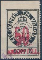 1924 Kecskemét városi okirati illetékbélyeg 9 sz. (3.750)