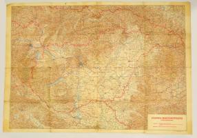 1939 Csonka Magyarország áttekintő térképe, Magyar Királyi Honvéd Térképészeti Intézet, a hajtásoknál szakadásokkal, 99x70 cm.