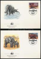 WWF: African elephant set on 4 FDC WWF: Afrikai elefánt sor 4 db FDC-n