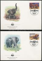 WWF: Afrikai elefánt sor 4 db FDC-n WWF: African elephant set 4 FDCs