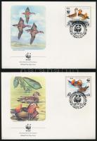 WWF Mandarin ducks set 4 FDCs WWF Mandarinréce sor 4 FDC