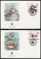 WWF Mandarinréce sor 4 FDC WWF Mandarin duck set on 4 FDC-s