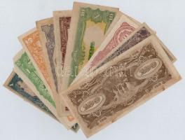 14db-os vegyes bankjegy tétel, mind a Japán megszállás idejéből, közte Burma, Fülöp-szigetek és Holl...