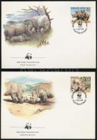 WWF: Fehér orrszarvú sor 4 db FDC-n WWF: Rhinoceros set on 4 FDCs