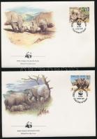 WWF: fehér orrszarvú sor 4 db FDC-n WWF Rhino set 4 FDC