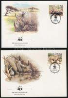 WWF: Fehér orrszarvú sor 4 db FDC-n WWF: White rhinoceros set on 4 FDC