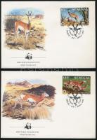 WWF: Gazelle set on 4 FDCs WWF: Gazella sor 4 db FDC-n