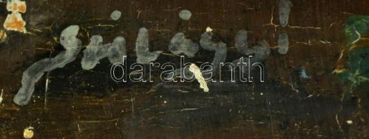 Szilágyi jelzéssel: Kiszállás a csónakból. Olaj, farost, 36×49 cm