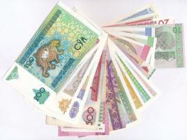32db-os vegyes külföldi bankjegy tétel, közte Kazahsztán, Kirgizisztán, Üzbegisztán, Tádzsikisztán é...