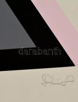 3 db non figuratív szitanyomat (Szinger krisztina, Vécsei Júlia, olvashatatlan), kis foltokkal, 26×2...