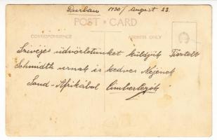 1930 Durban (Dél-Afrika), magyar turisták fotója, hátulján feliratozva, 14×9 cm
