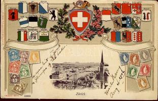 Zürich with stamps Prä Litho