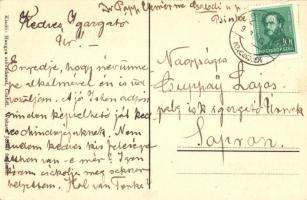 Csabdi, Állami elemi népiskola, Községháza, Hősök emlékszobra darutollas tiszttel. Wokaun József fel...