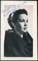 Kathryn Crosby (Kathryn Grant) (1933-) amerikai színésznő dedikált fotólapja, 10,5x6,5 cm / Autograph signature of Kathryn Crosby American actress