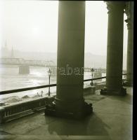 cca 1955 Budapest, Kossuth híd, 2 db szabadon felhasználható vintage negatív + 1 db panoráma képesla...