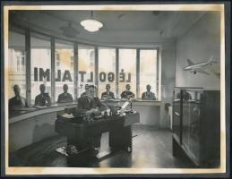 cca 1944 Budapest, légoltalmi szaküzlet termékei, 8 db vintage fotó, fekete kartonra felragasztva, 1...